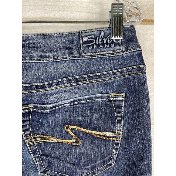 Silver Jeans Womens 30 Aiko Distressed Stretch Denim Medium Wash Boot Cut - Picture 6 of 11